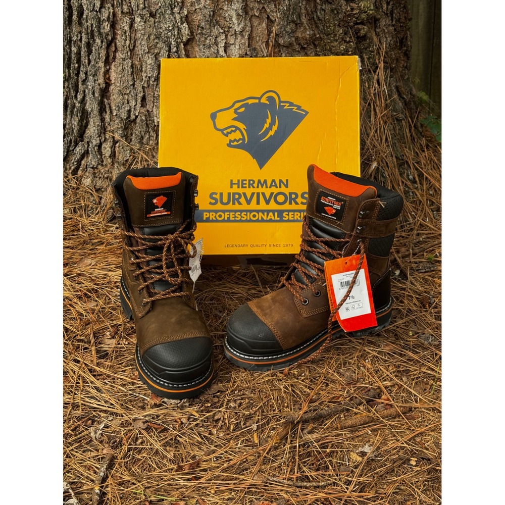Herman Survivors Dozier Professional Series Steel Toe Work Boots Brown Mens 7.5